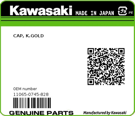 Product image: Kawasaki - 11065-0745-828 - CAP, K.GOLD  0