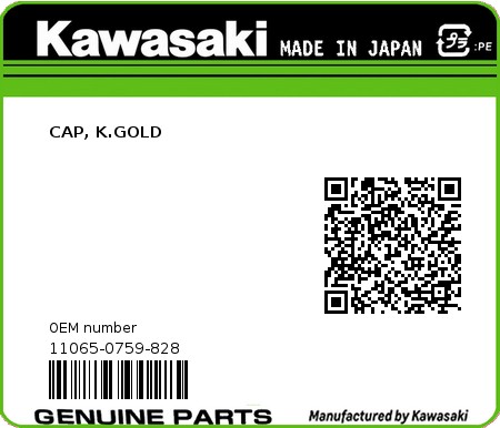 Product image: Kawasaki - 11065-0759-828 - CAP, K.GOLD  0