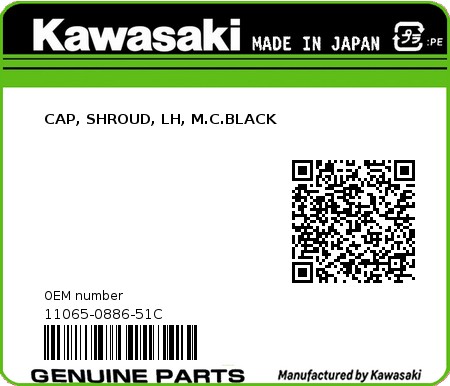 Product image: Kawasaki - 11065-0886-51C - CAP, SHROUD, LH, M.C.BLACK  0