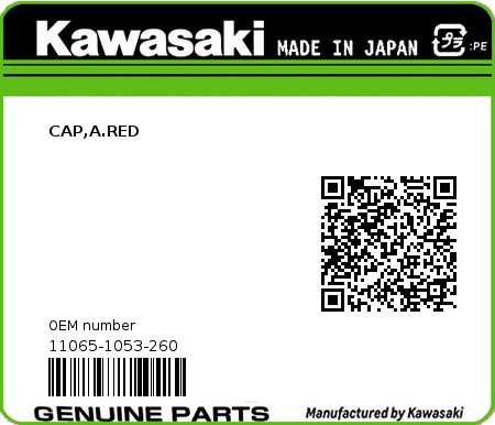 Product image: Kawasaki - 11065-1053-260 - CAP,A.RED  0