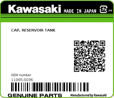 Product image: Kawasaki - 11065-S036 - CAP, RESERVOIR TANK  0