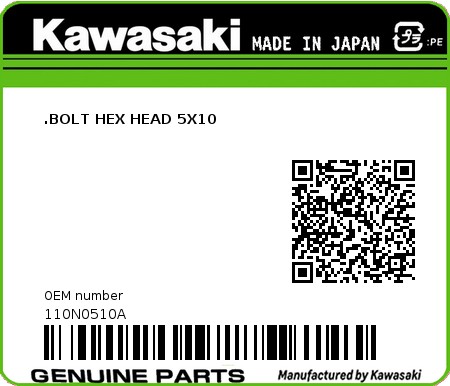 Product image: Kawasaki - 110N0510A - .BOLT HEX HEAD 5X10  0