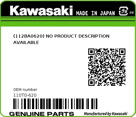 Product image: Kawasaki - 110T0-620 - (112BA0620) NO PRODUCT DESCRIPTION AVAILABLE  0