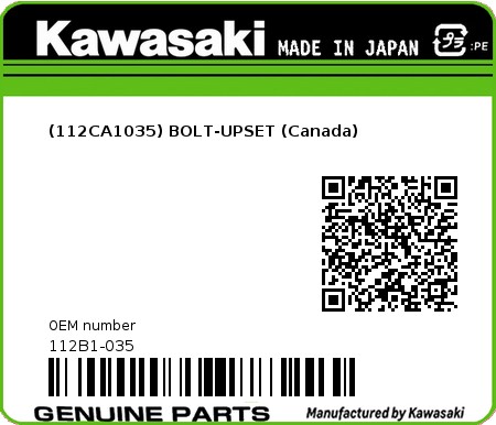 Product image: Kawasaki - 112B1-035 - (112CA1035) BOLT-UPSET (Canada)  0