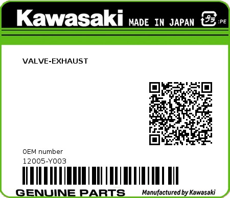 Product image: Kawasaki - 12005-Y003 - VALVE-EXHAUST  0