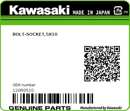 Product image: Kawasaki - 120R0510 - BOLT-SOCKET,5X10  0