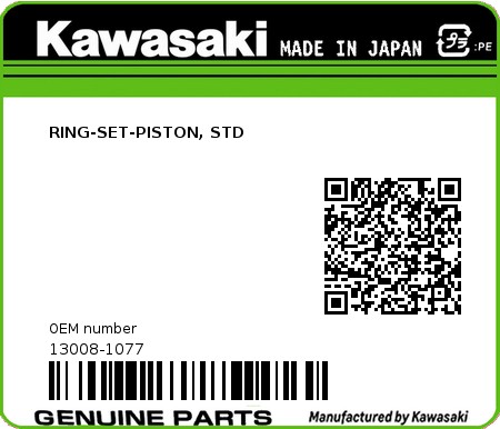 Product image: Kawasaki - 13008-1077 - RING-SET-PISTON, STD  0
