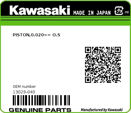 Product image: Kawasaki - 13029-040 - PISTON,0.020~~ O.S  0