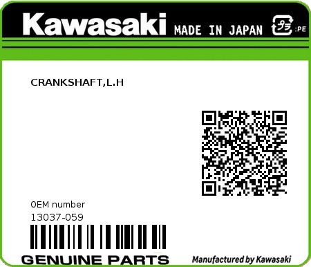 Product image: Kawasaki - 13037-059 - CRANKSHAFT,L.H  0