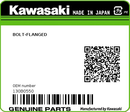Product image: Kawasaki - 130B0550 - BOLT-FLANGED  0