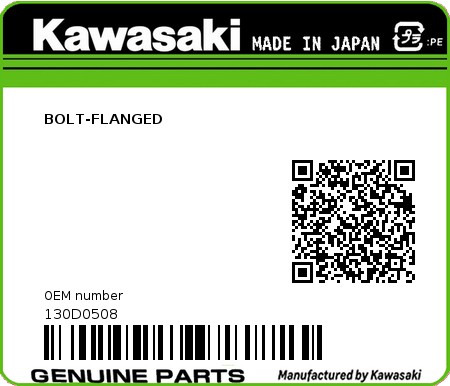 Product image: Kawasaki - 130D0508 - BOLT-FLANGED  0