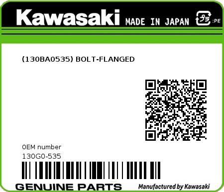 Product image: Kawasaki - 130G0-535 - (130BA0535) BOLT-FLANGED  0