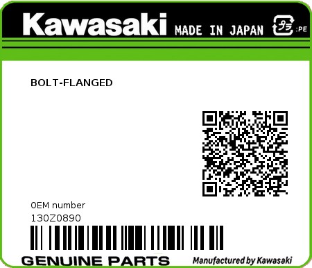 Product image: Kawasaki - 130Z0890 - BOLT-FLANGED  0