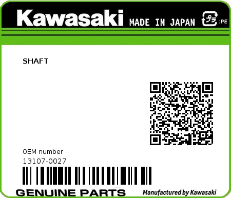 Product image: Kawasaki - 13107-0027 - SHAFT  0