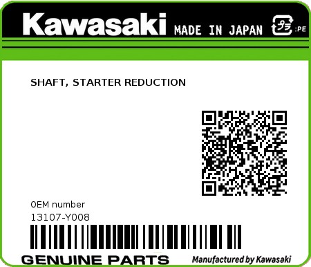 Product image: Kawasaki - 13107-Y008 - SHAFT, STARTER REDUCTION  0