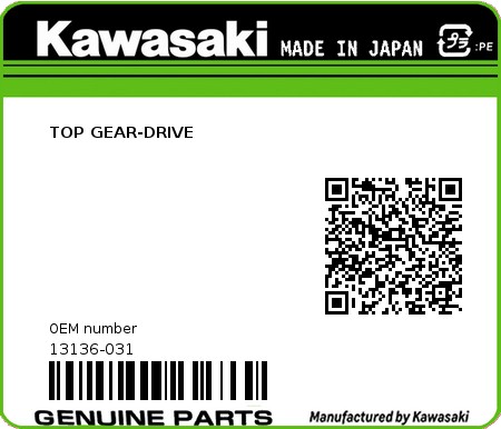 Product image: Kawasaki - 13136-031 - TOP GEAR-DRIVE  0