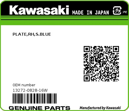 Product image: Kawasaki - 13272-0828-16W - PLATE,RH,S.BLUE  0