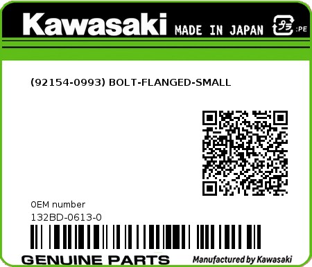 Product image: Kawasaki - 132BD-0613-0 - (92154-0993) BOLT-FLANGED-SMALL  0