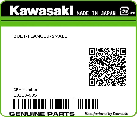 Product image: Kawasaki - 132E0-635 - BOLT-FLANGED-SMALL  0