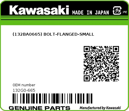 Product image: Kawasaki - 132G0-665 - (132BA0665) BOLT-FLANGED-SMALL  0