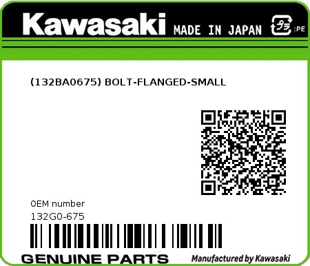 Product image: Kawasaki - 132G0-675 - (132BA0675) BOLT-FLANGED-SMALL  0