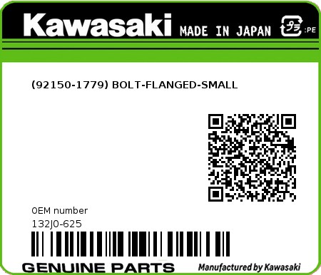Product image: Kawasaki - 132J0-625 - (92150-1779) BOLT-FLANGED-SMALL  0