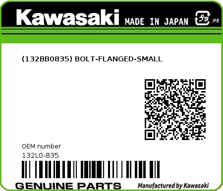 Product image: Kawasaki - 132L0-835 - (132BB0835) BOLT-FLANGED-SMALL  0