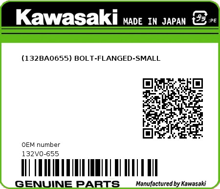 Product image: Kawasaki - 132V0-655 - (132BA0655) BOLT-FLANGED-SMALL  0