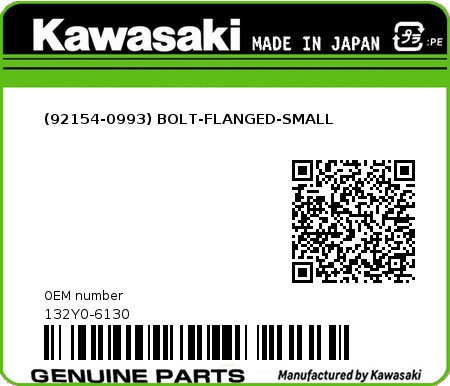 Product image: Kawasaki - 132Y0-6130 - (92154-0993) BOLT-FLANGED-SMALL  0