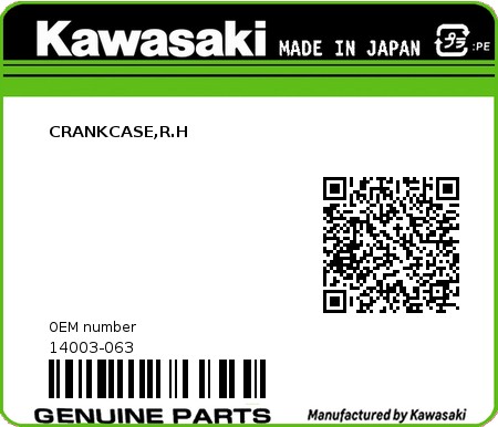 Product image: Kawasaki - 14003-063 - CRANKCASE,R.H  0