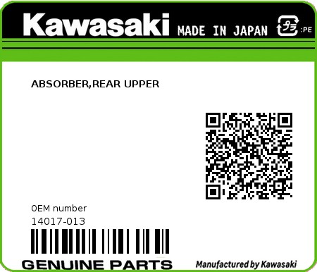Product image: Kawasaki - 14017-013 - ABSORBER,REAR UPPER  0