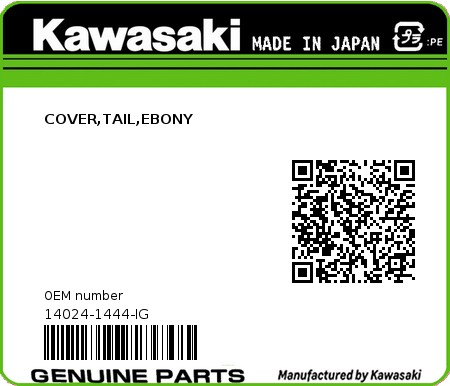 Product image: Kawasaki - 14024-1444-IG - COVER,TAIL,EBONY  0