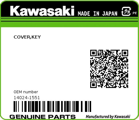 Product image: Kawasaki - 14024-1551 - COVER,KEY  0