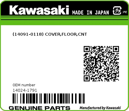 Product image: Kawasaki - 14024-1791 - (14091-0118) COVER,FLOOR,CNT  0