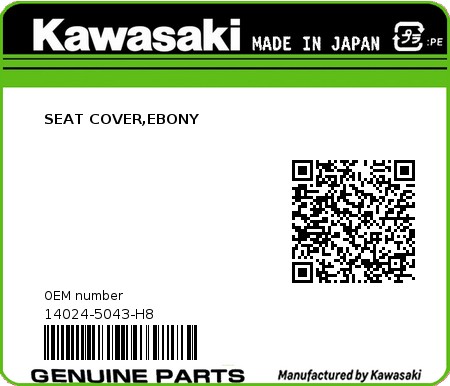 Product image: Kawasaki - 14024-5043-H8 - SEAT COVER,EBONY  0