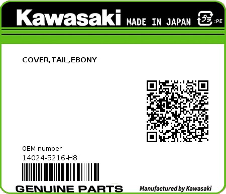 Product image: Kawasaki - 14024-5216-H8 - COVER,TAIL,EBONY  0