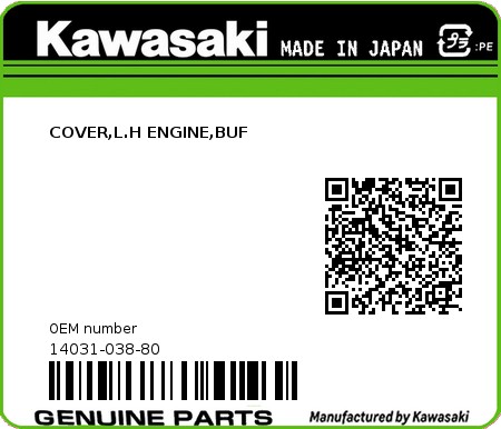 Product image: Kawasaki - 14031-038-80 - COVER,L.H ENGINE,BUF  0