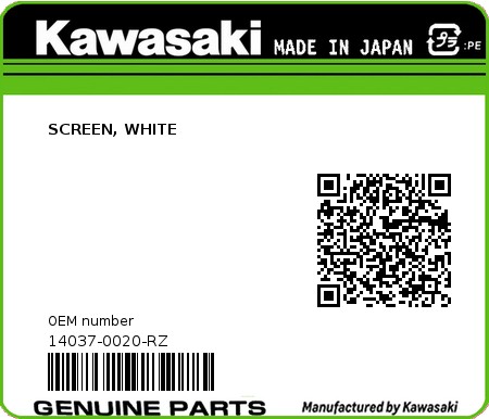 Product image: Kawasaki - 14037-0020-RZ - SCREEN, WHITE  0