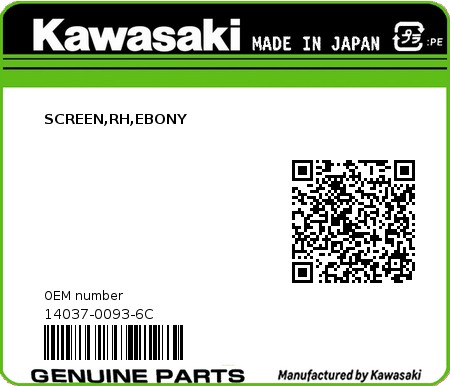 Product image: Kawasaki - 14037-0093-6C - SCREEN,RH,EBONY  0