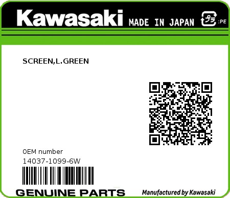 Product image: Kawasaki - 14037-1099-6W - SCREEN,L.GREEN  0