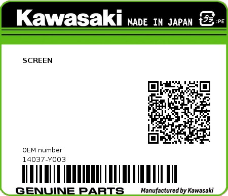 Product image: Kawasaki - 14037-Y003 - SCREEN  0