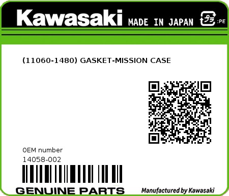 Product image: Kawasaki - 14058-002 - (11060-1480) GASKET-MISSION CASE  0