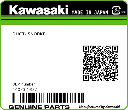 Product image: Kawasaki - 14073-1677 - DUCT, SNORKEL  0