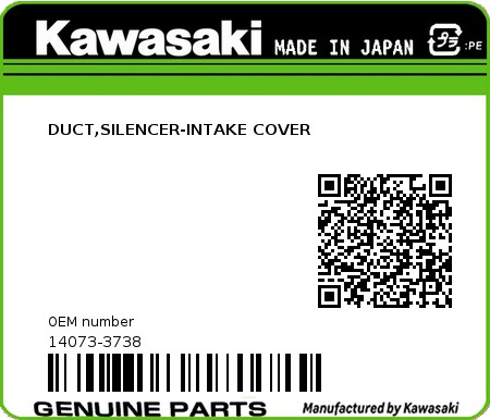 Product image: Kawasaki - 14073-3738 - DUCT,SILENCER-INTAKE COVER  0