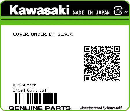 Product image: Kawasaki - 14091-0571-18T - COVER, UNDER, LH, BLACK  0