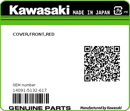 Product image: Kawasaki - 14091-5132-617 - COVER,FRONT,RED  0