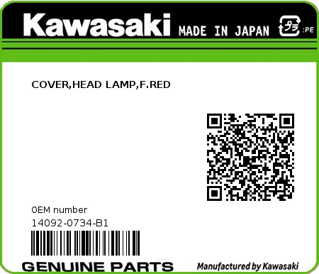 Product image: Kawasaki - 14092-0734-B1 - COVER,HEAD LAMP,F.RED  0