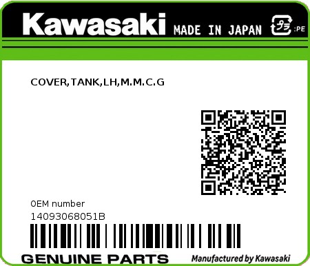 Product image: Kawasaki - 14093068051B - COVER,TANK,LH,M.M.C.G  0