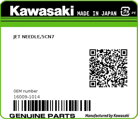 Product image: Kawasaki - 16009-1014 - JET NEEDLE,5CN7  0