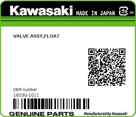 Product image: Kawasaki - 16030-1011 - VALVE ASSY,FLOAT  0